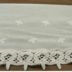 BRODERIE ANGLAISE sur jersey de coton blanche 14 cm/hauteur de broderie 8 cm