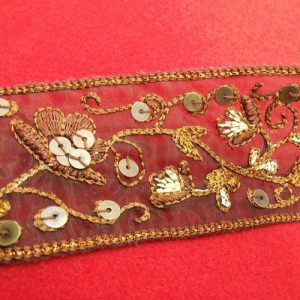 Ruban Brodé Avec Organza Marron 60 mm