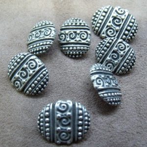 bouton métal argent vieillit,18 mm,vendu par 6