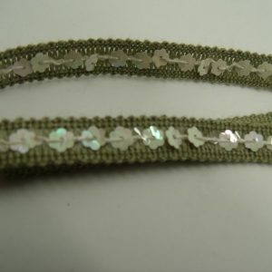 ruban fantaisie motif fleur sequin vert