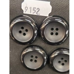 bouton noir à 4 trous, 28 mm, vendu par 6