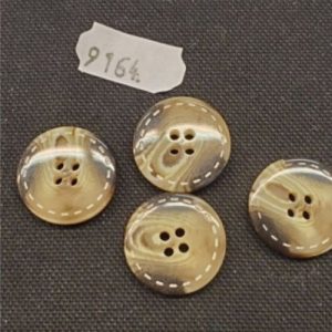 bouton acrylique marron beige à 4 trous , 22 mm, vendu par 6