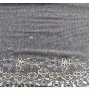 BRODERIE BLEU sur jersey de coton 14 cm /hauteur de broderie 7 cm brodé blanc