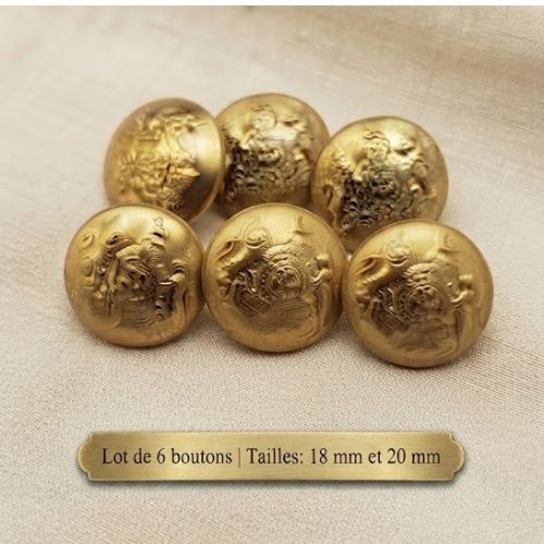 Lot de 6 boutons acryliques or – 18 mm et 20 mm