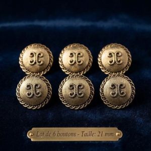 Lot de 6 boutons en acrylique vieillis or – 21 mm