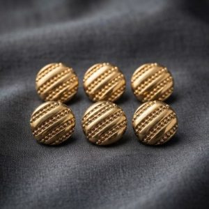 Lot de 6 boutons en acrylique dorés à rayures – 21 mm