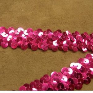 Galon Paillette Rose Elastique 25 mm