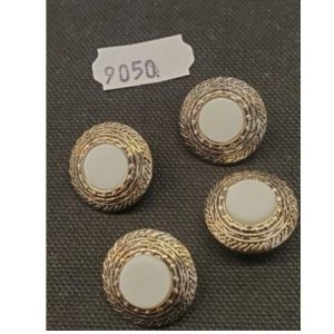 bouton acrylique blanc et argent,20 mm,vendu par 6