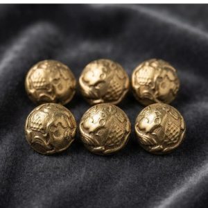 Lot de 6 petits boutons en acrylique or et mordoré – 16 mm