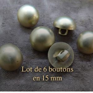 Lot de 6 boutons dôme en acrylique or mat – 15 mm