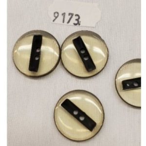 bouton acrylique transparent et noir à 2 trous , 23 mm, vendu par 6