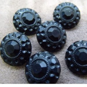 bouton acrylique noir,18 mm, vendu par 6