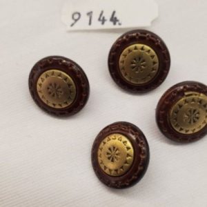 bouton acrylique composé marron et or VENDU PAR LOT DE 6