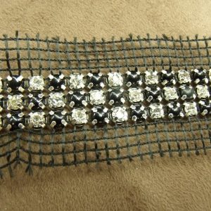 ruban strass noir et argent sur filet de 3 rangées