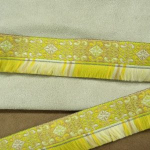 ruban tissé vert et beige