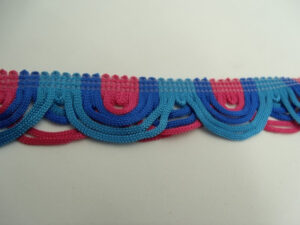 ruban fantaisie bleu turquoise & rose indien