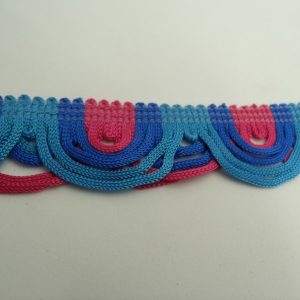 ruban fantaisie bleu turquoise & rose indien