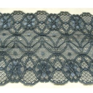DENTELLE DE CALAIS stretch bleu lurex or 14 cm