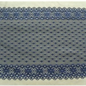 DENTELLE DE CALAIS plumetis central et bordures dentelées bleu 18 cm