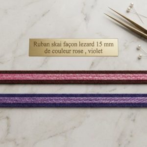 Ruban Simili Cuir/ Avec Skai Façon Lezard 15 mm