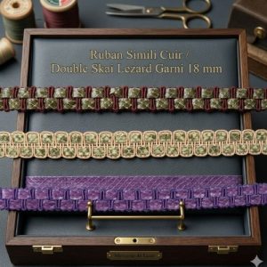 Ruban Simili Cuir / Double Skai Lezard Garni 18 mm