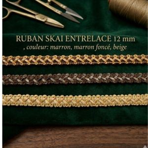 Ruban Simili Cuir /  Skai Entrelacé Gold  12 mm