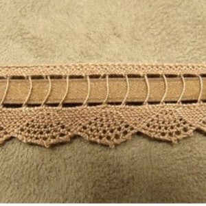 Ruban Fine Broderie Motif Dentelle Marron 20 mm