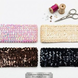 Ruban Pailleté Scintillante  Elastique Avec sequin 7 cm