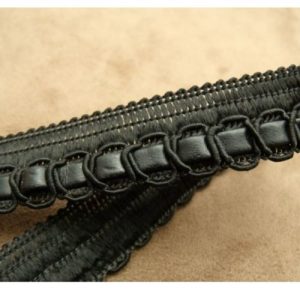 Ruban Simili Cuir / Skai Traversant Noir 20 mm