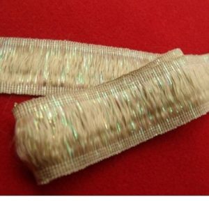 Ruban Petite Frange Beige Et Rose 25 mm