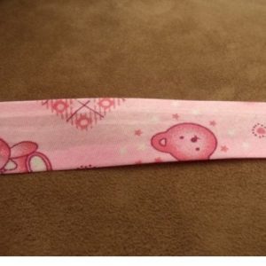 Ruban biais enfants coton fleur rose motif nounours 25 mm