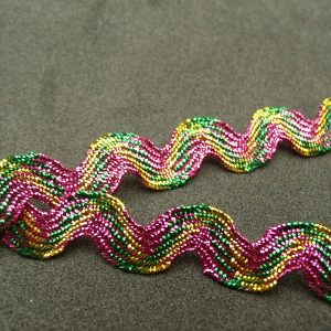 ruban fantaisie croquet métal multicolore fushia et or