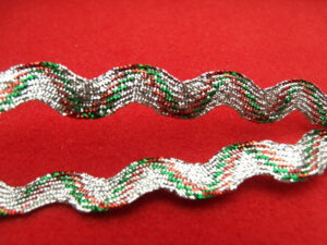 ruban fantaisie croquet métal multicolore rouge vert et argent