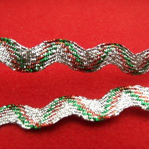 ruban fantaisie croquet métal multicolore rouge vert et argent