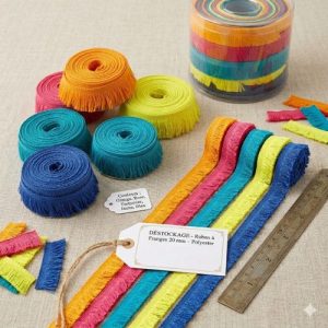 Déstockage ruban à franges polyester 20 mm – au mètre ou lot 20 m