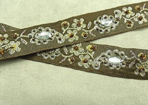 RUBAN perlé & Strass mordoré