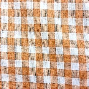 tissu coton vichy carreau orange et blanc