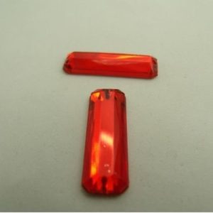 DESTOCKAGE – Strass Rectangulaire Acrylique 25 x 8 mm – Rouge, Orange – Lot de 10, 20, 50