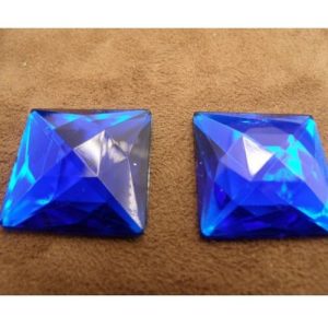Strass carré bleu 25 mm – à coller, unité ou lot 10