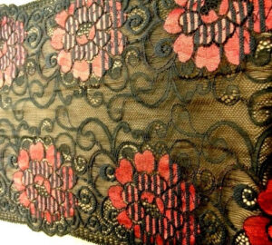 nouvelle dentelle de calais jacquard rouge et noir