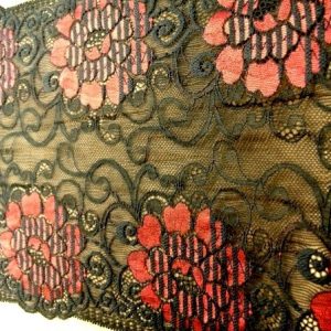 nouvelle dentelle de calais jacquard rouge et noir