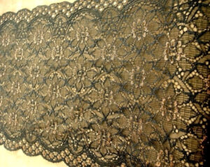 nouvelle dentelle de calais jacquard noir et cuivré
