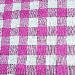 tissu coton imprimé à carreau blanc et rose 100%coton