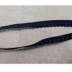 LOT DE 3 METRES élastique dentelé marine 9 mm