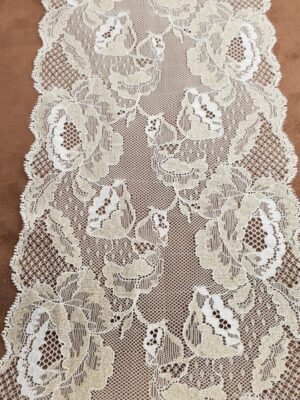 nouvelle dentelle de calais jacquard blanche lurex or