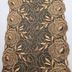 dentelle /broderie fond vert brodé or 16 cm