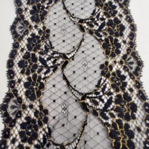 dentelle de calais leavers noir et or 16 cm