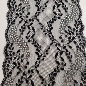dentelle de calais noire métal argent 18 cm