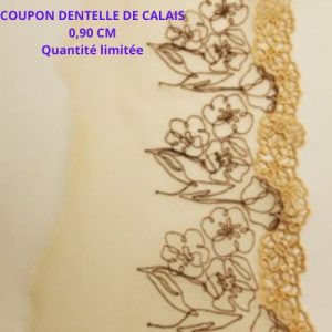 dentelle/broderie marron et beige sur tulle saumon 15 cm