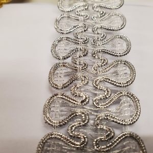 Galon Pailleté de 3.5 cm très souple en lurex argent